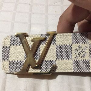 Louis Vuitton belt damier azur with gold buckle